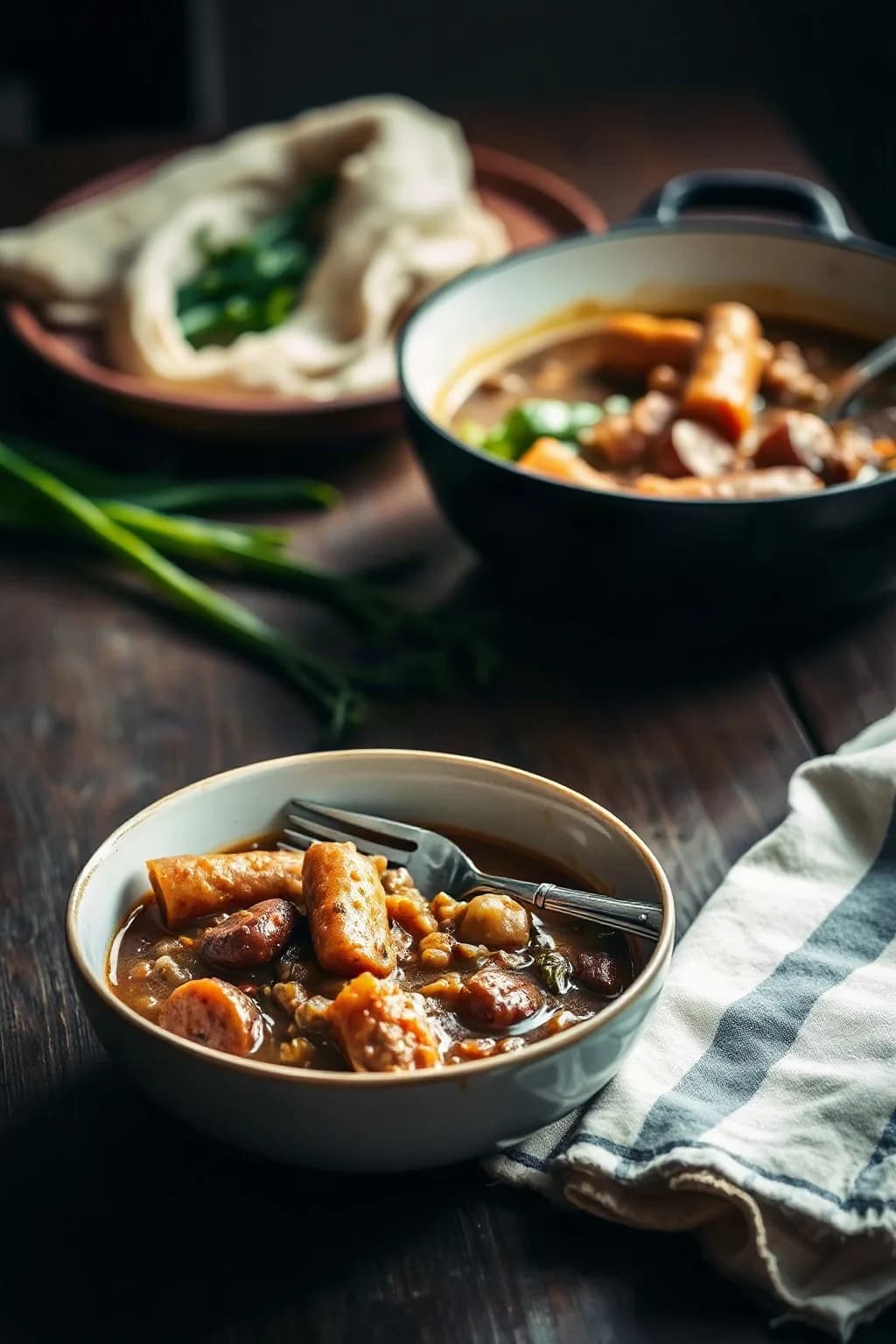Lentil Stew with Sausages and Rapini