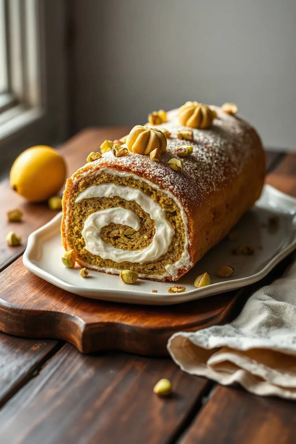 Pistachio Swiss Roll with Buttercream