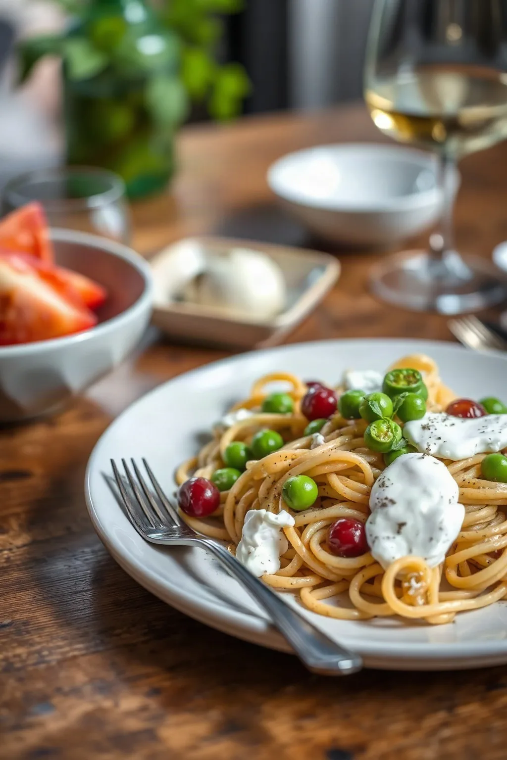 Pasta Salad with Pesto, Peas, and Burrata