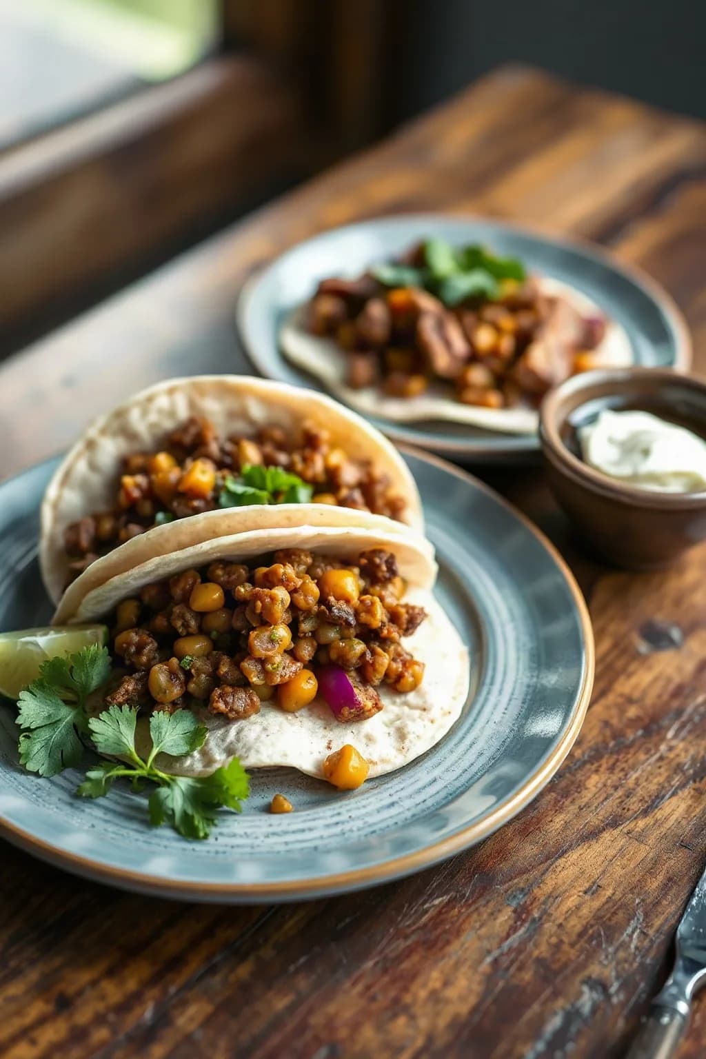 Tacos aux lentilles et au bœuf
