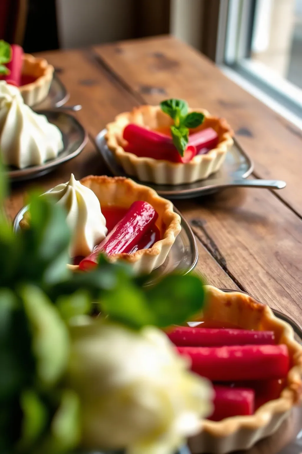 Rhubarb Tartlets with Fennel Chantilly