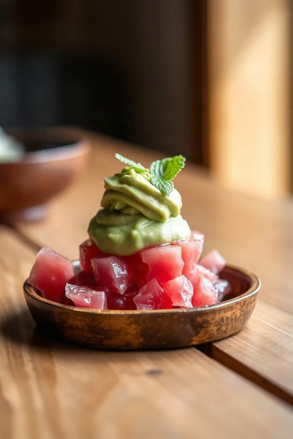 Tartare de thon et mousseline d avocat au wasabi