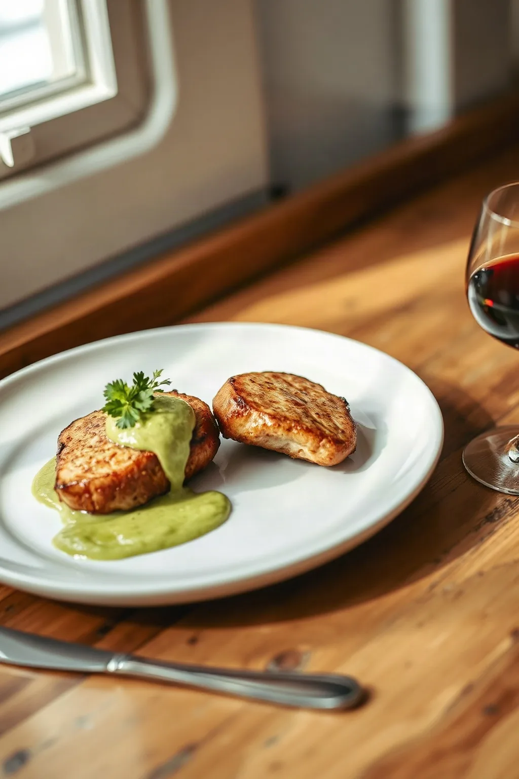 Pan-Seared Sweetbreads with Warm Cucumber and Parsley Butter