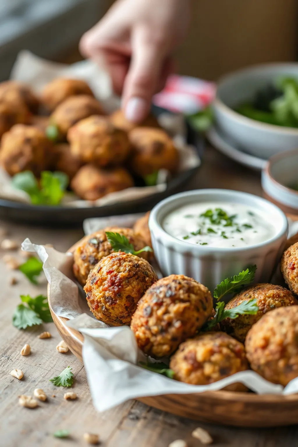Air Fryer Falafels with Herb Tahini Sauce