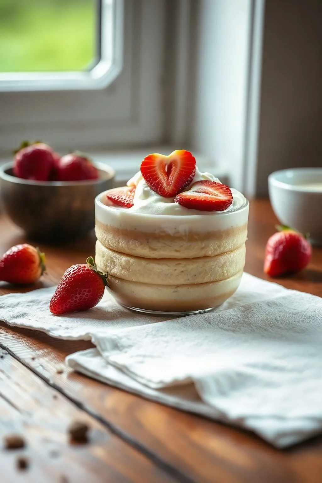 Vanilla Hot Milk Cake with Fresh Strawberries