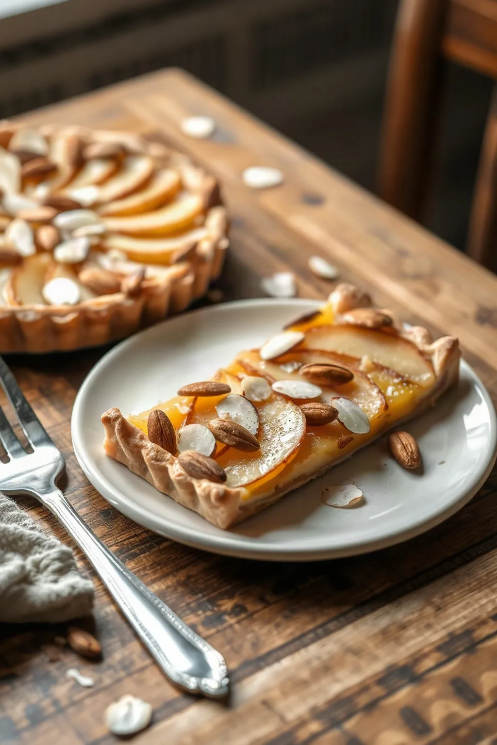 Pear and Frangipane Tart with Crunchy Almonds