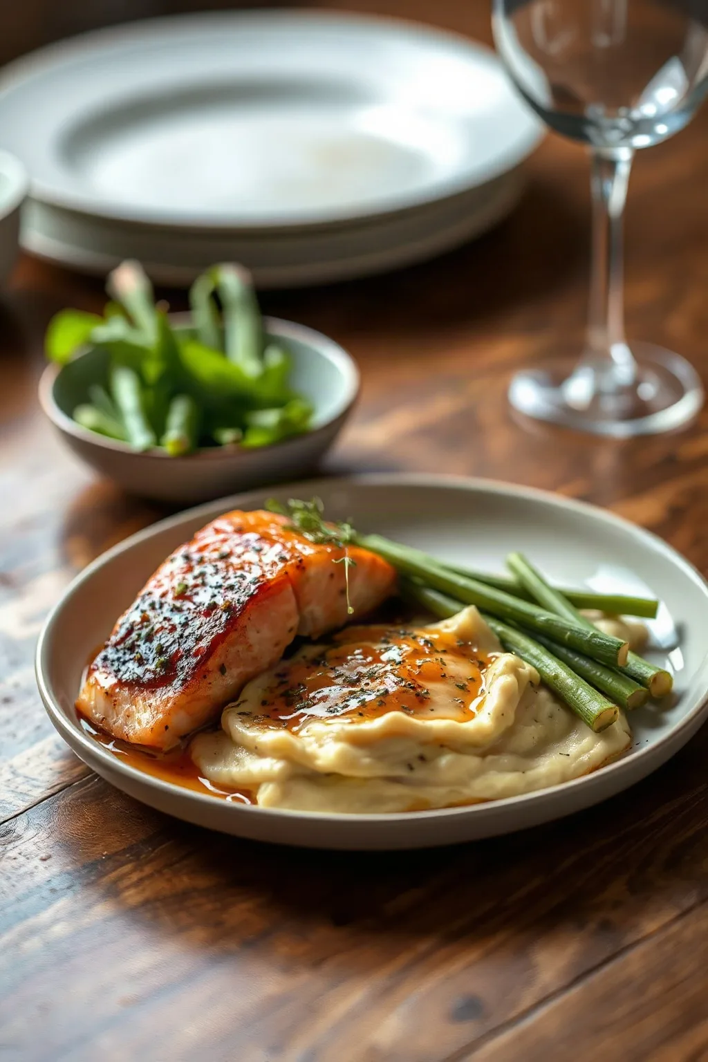 Pan-Seared Salmon with Leek Mashed Potatoes