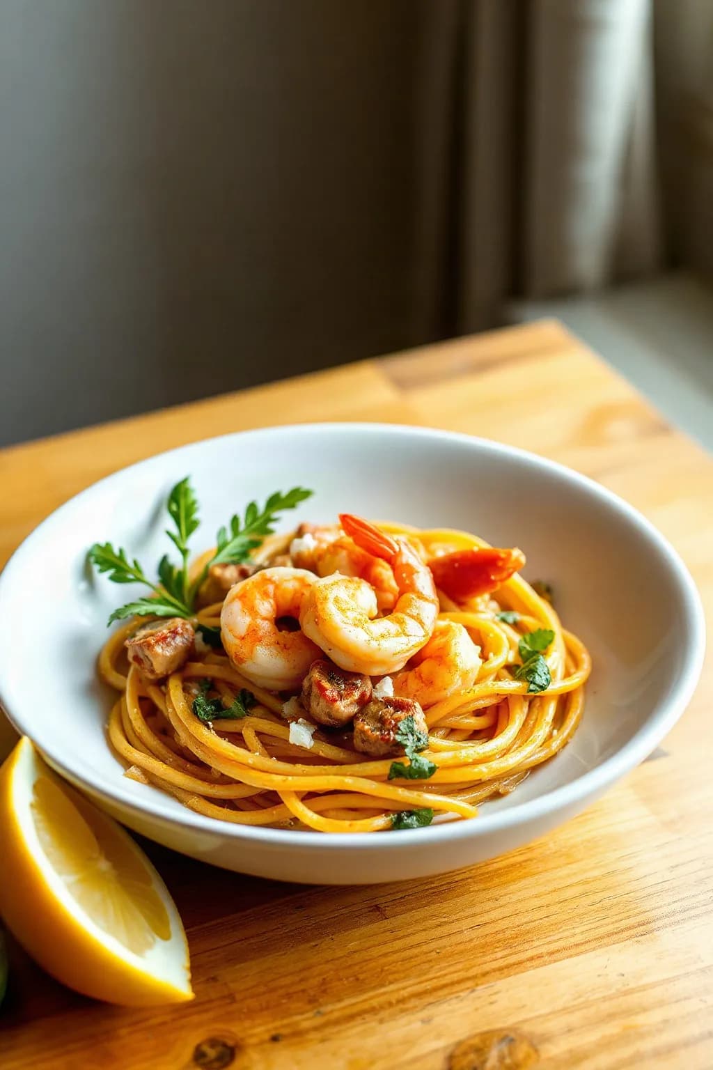 Linguines cajuns aux crevettes