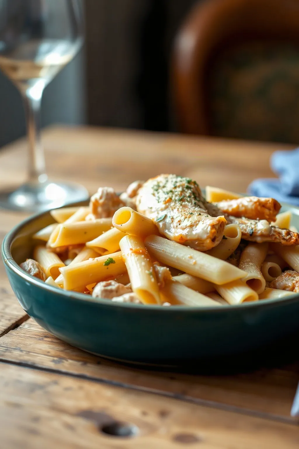 Pennes au poulet et au gruyère
