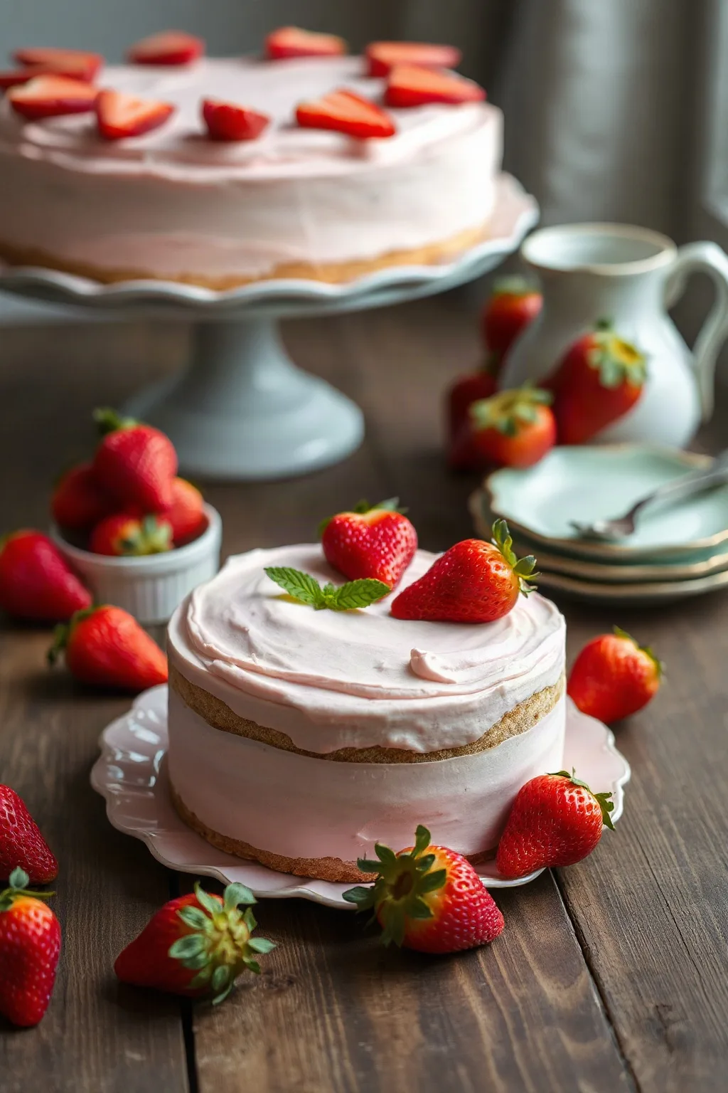 Pastel de Mousse de Fresa Sin Gelatina