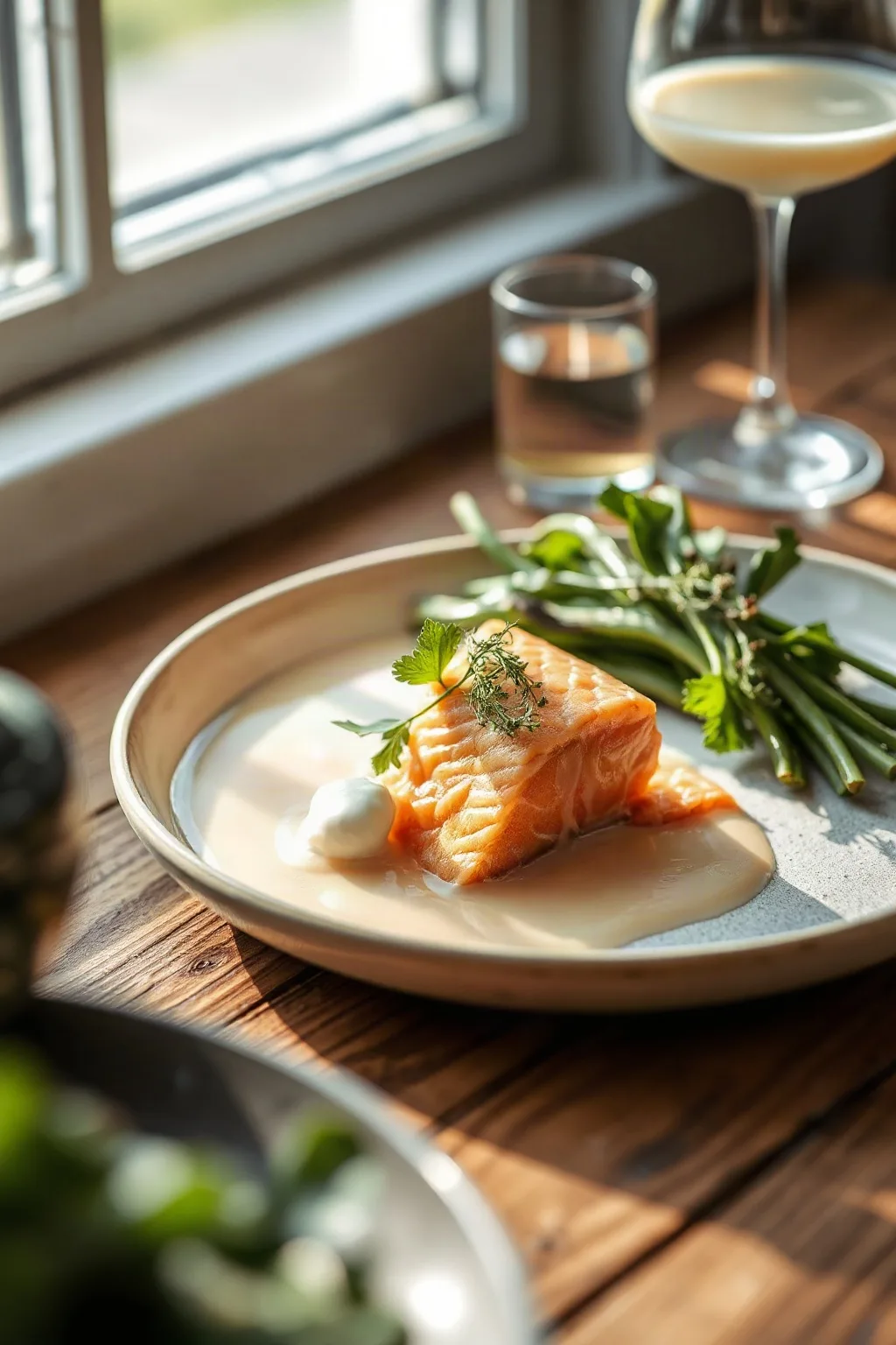 Poached Salmon with Horseradish Milk