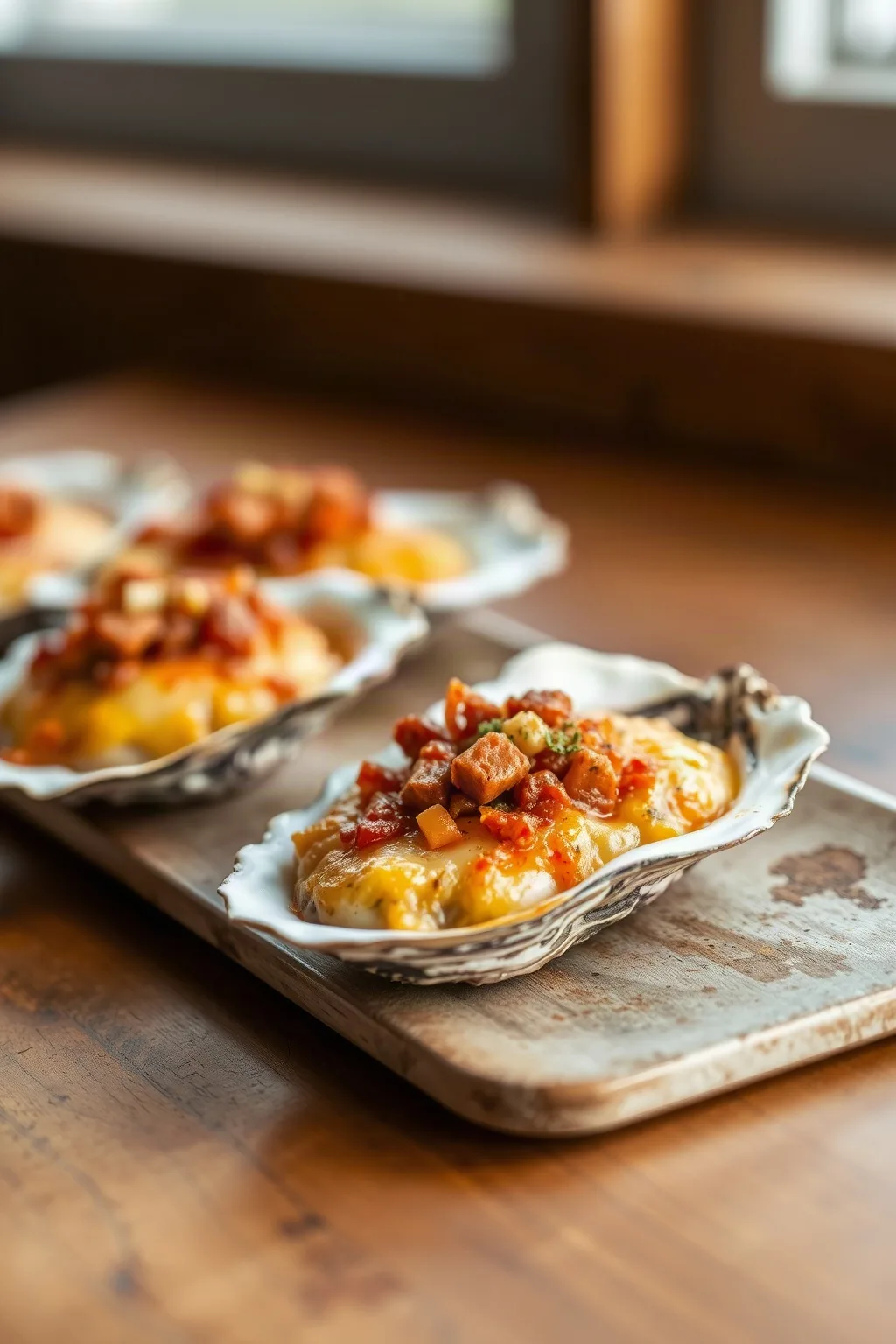Chorizo Gratinated Oysters
