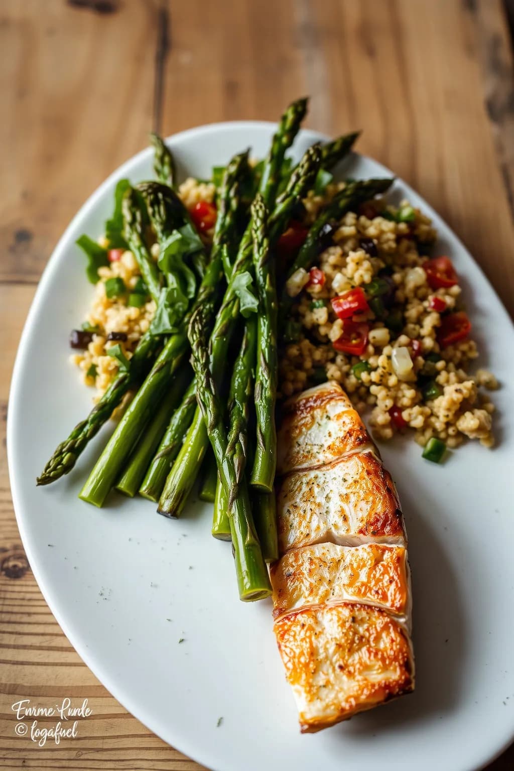 Grilled Redfish and Asparagus with Israeli Couscous Salad