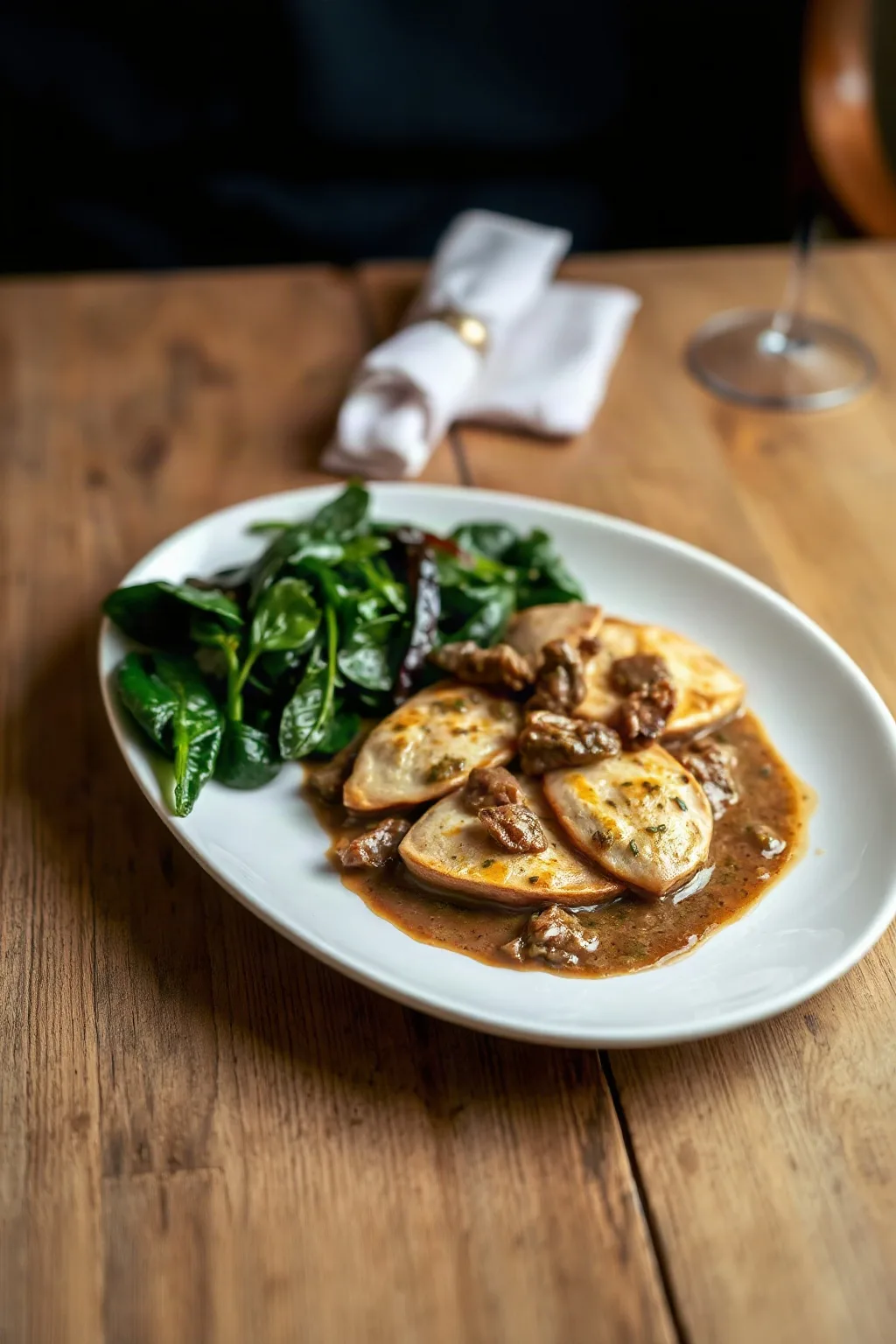 Veal Scaloppine with Marsala and Wilted Spinach