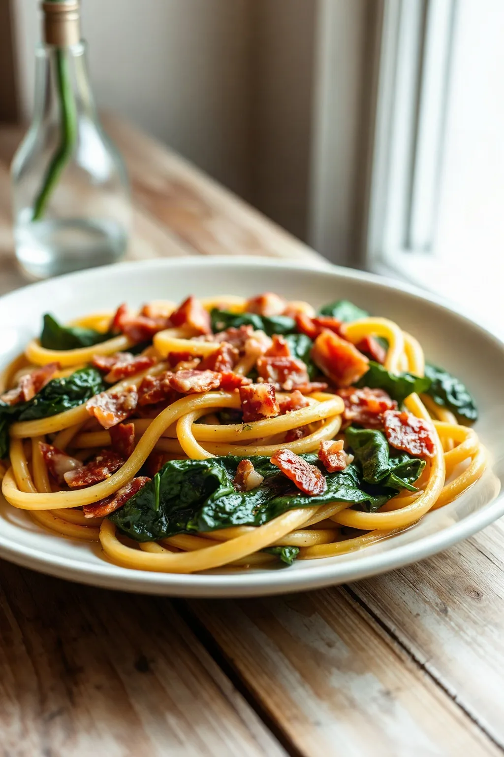 Pasta with Pancetta and Spinach