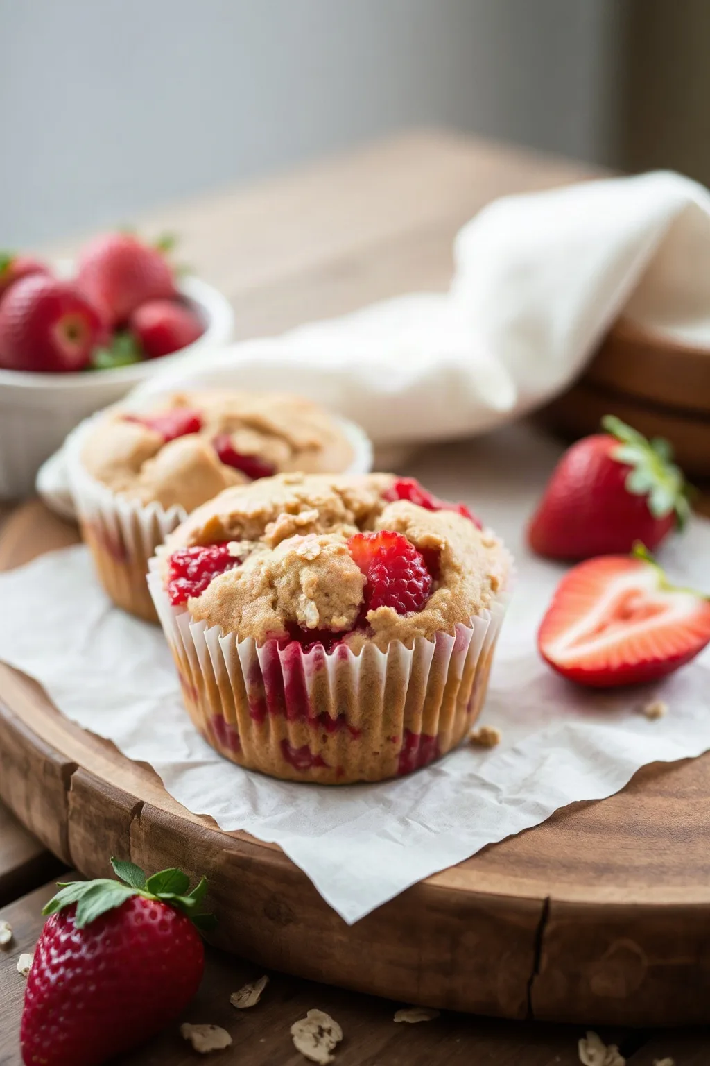 Strawberry Oat Muffins