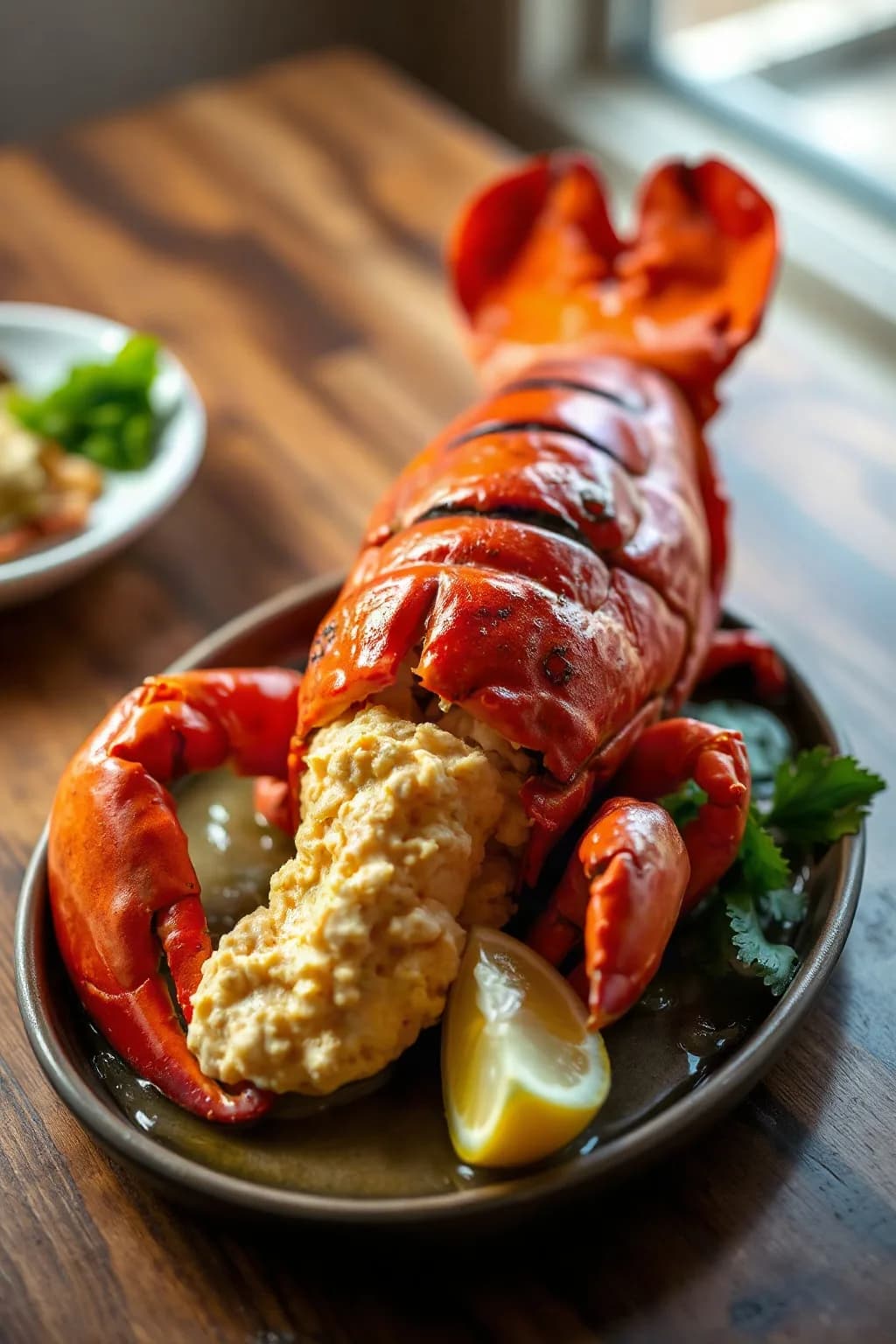 Steamed Lobster with Garlic Flower and Lemon Butter