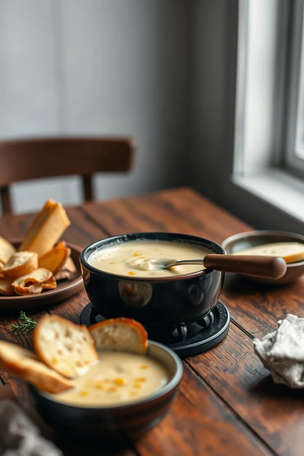 Fondue de Tres Quesos con Parmesano