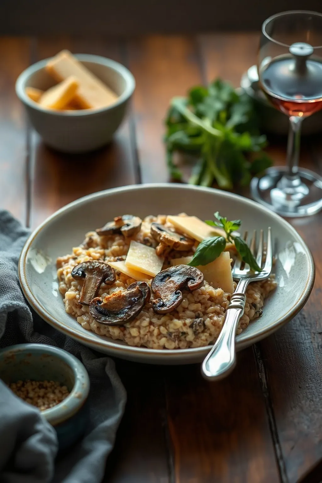 Risotto de Cebada con Champiñones y Queso Cheddar