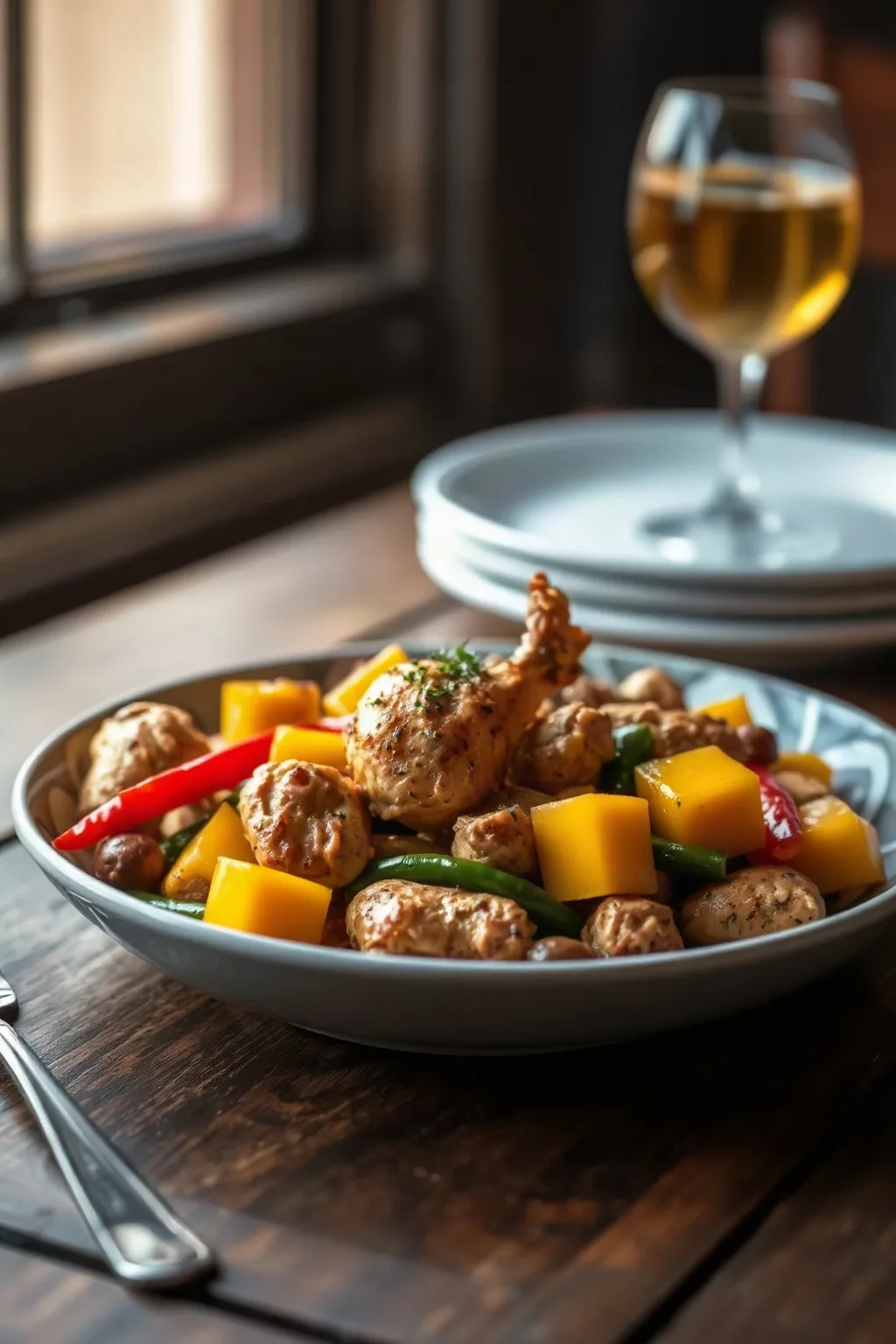 Salteado de Pollo con Pimientos y Mango
