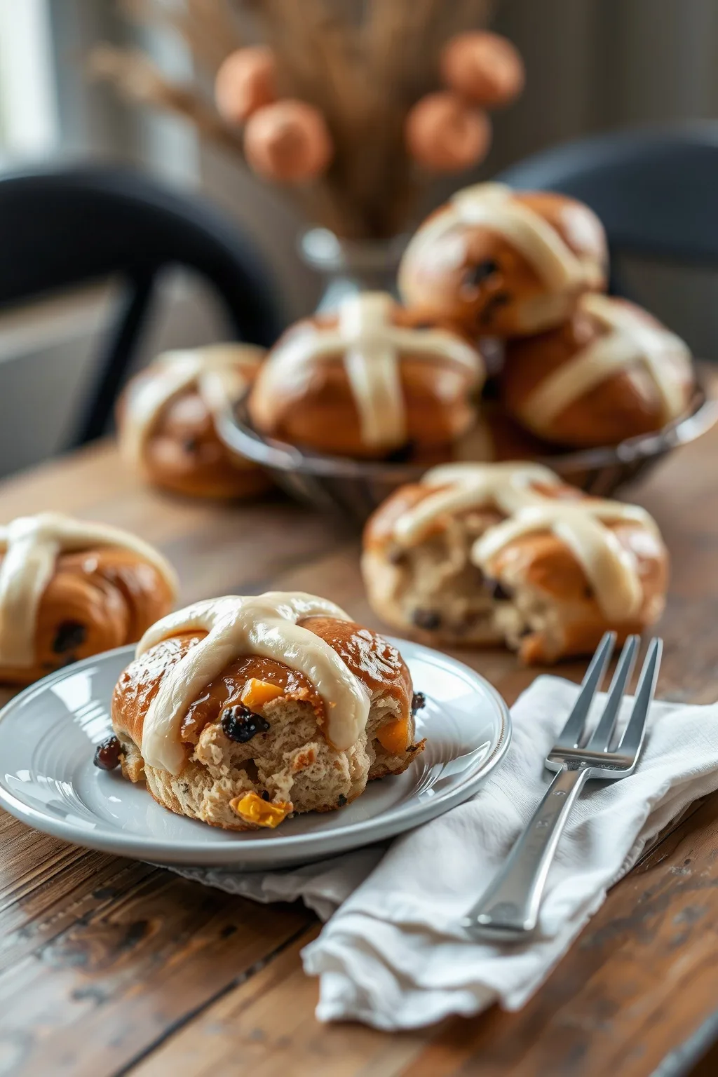 Brioches de carême aux raisins et aux abricots