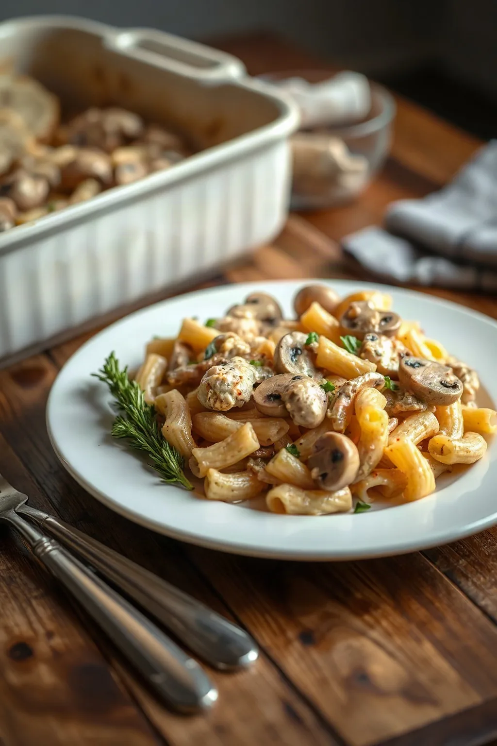 Creamy Chicken and Mushroom Pasta Casserole