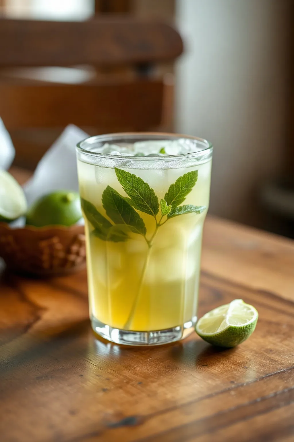 Thé vert glacé à la lime