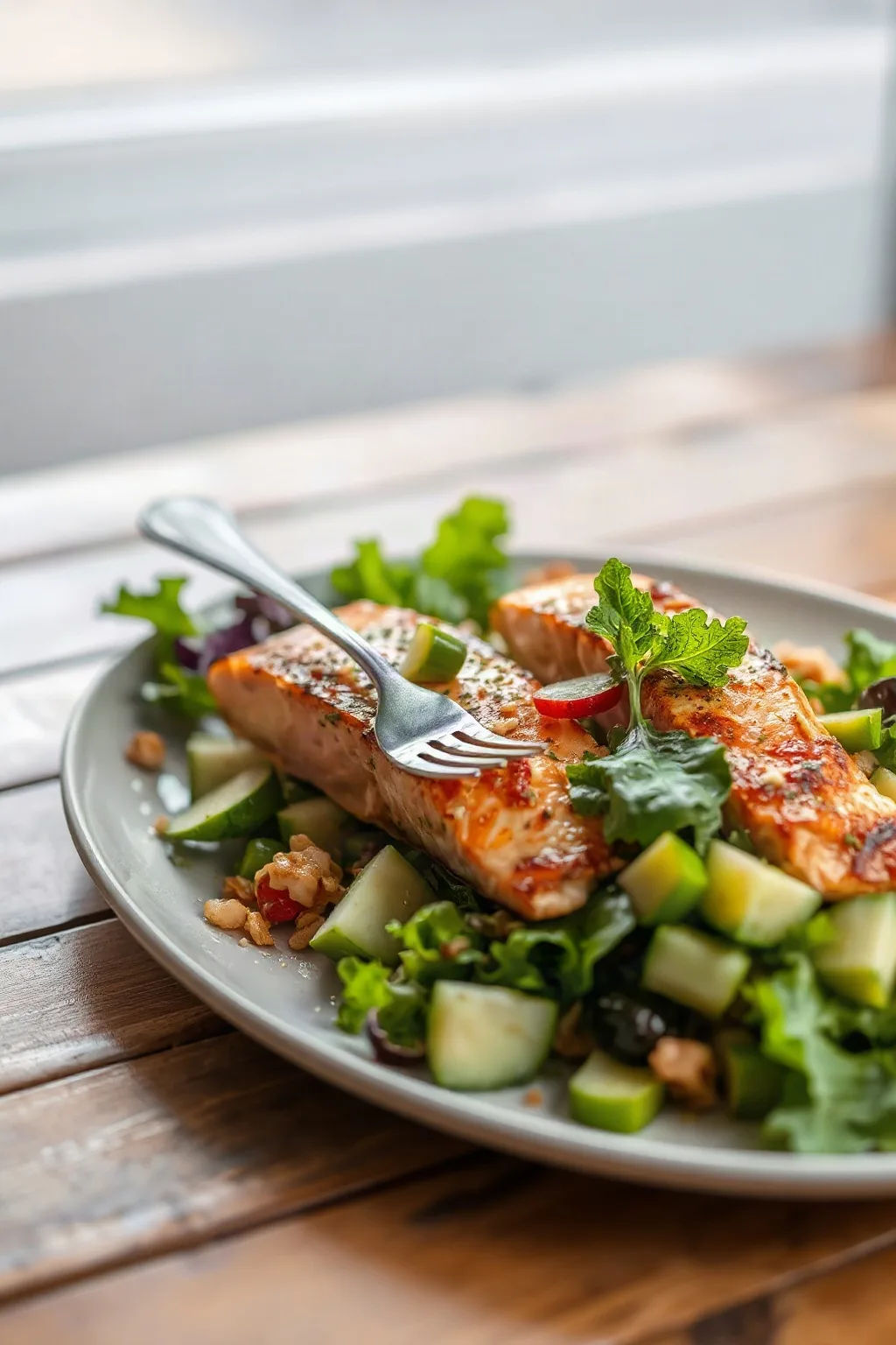 Roasted Salmon Salad with Crunchy Vegetables