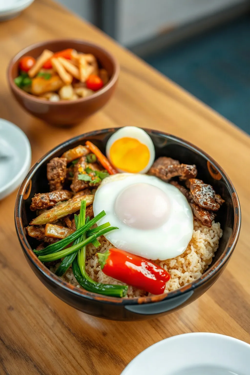 Bibimbap bol coréen de riz de légumes, d'œuf et de bœuf