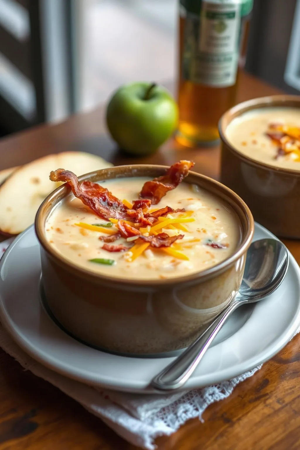 Onion, Cheddar, Apple and Bacon Cream Soup