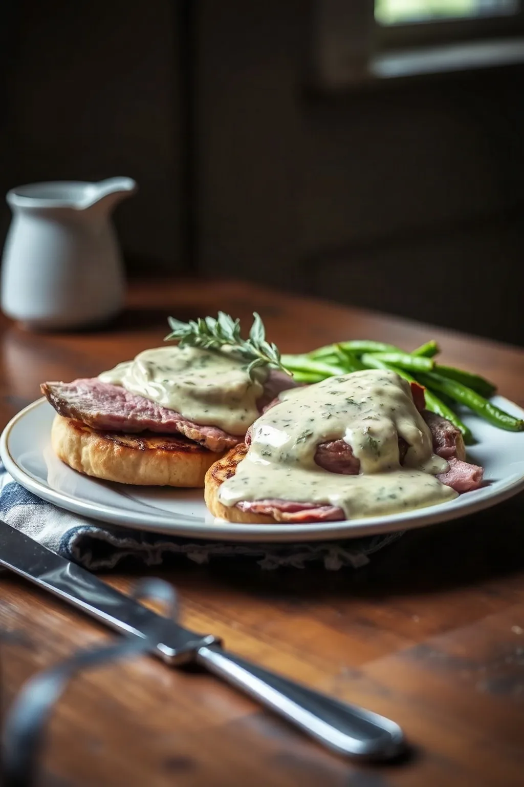 Ham Steaks with Creamy Sage Sauce