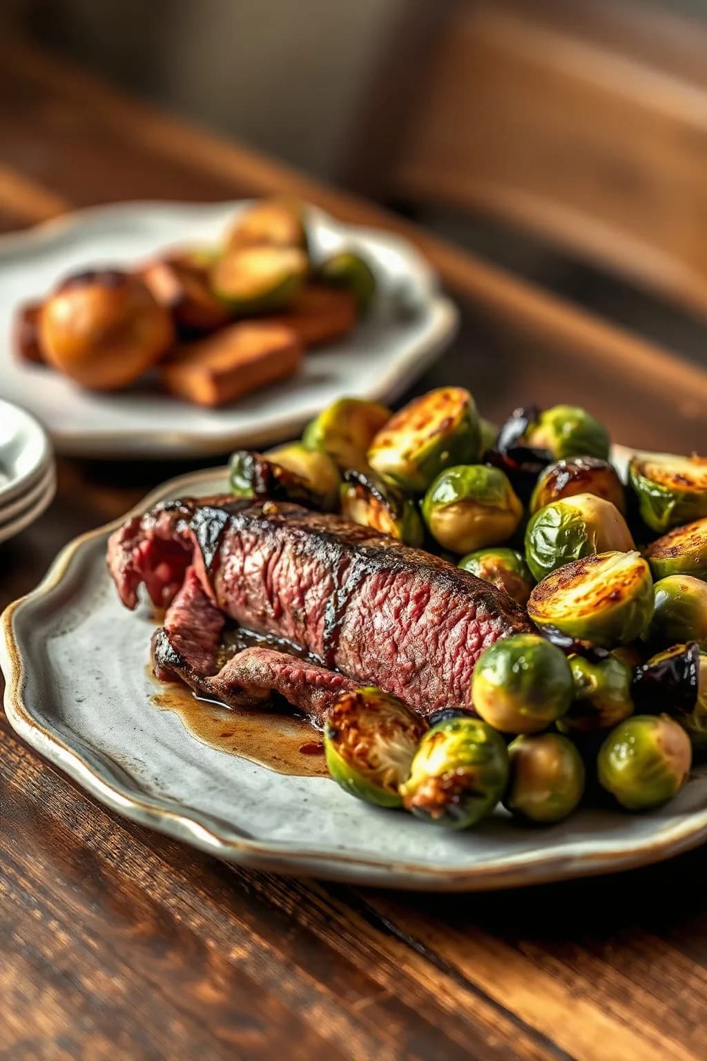 Bistec de Bavette en Freidora de Aire con Coles de Bruselas