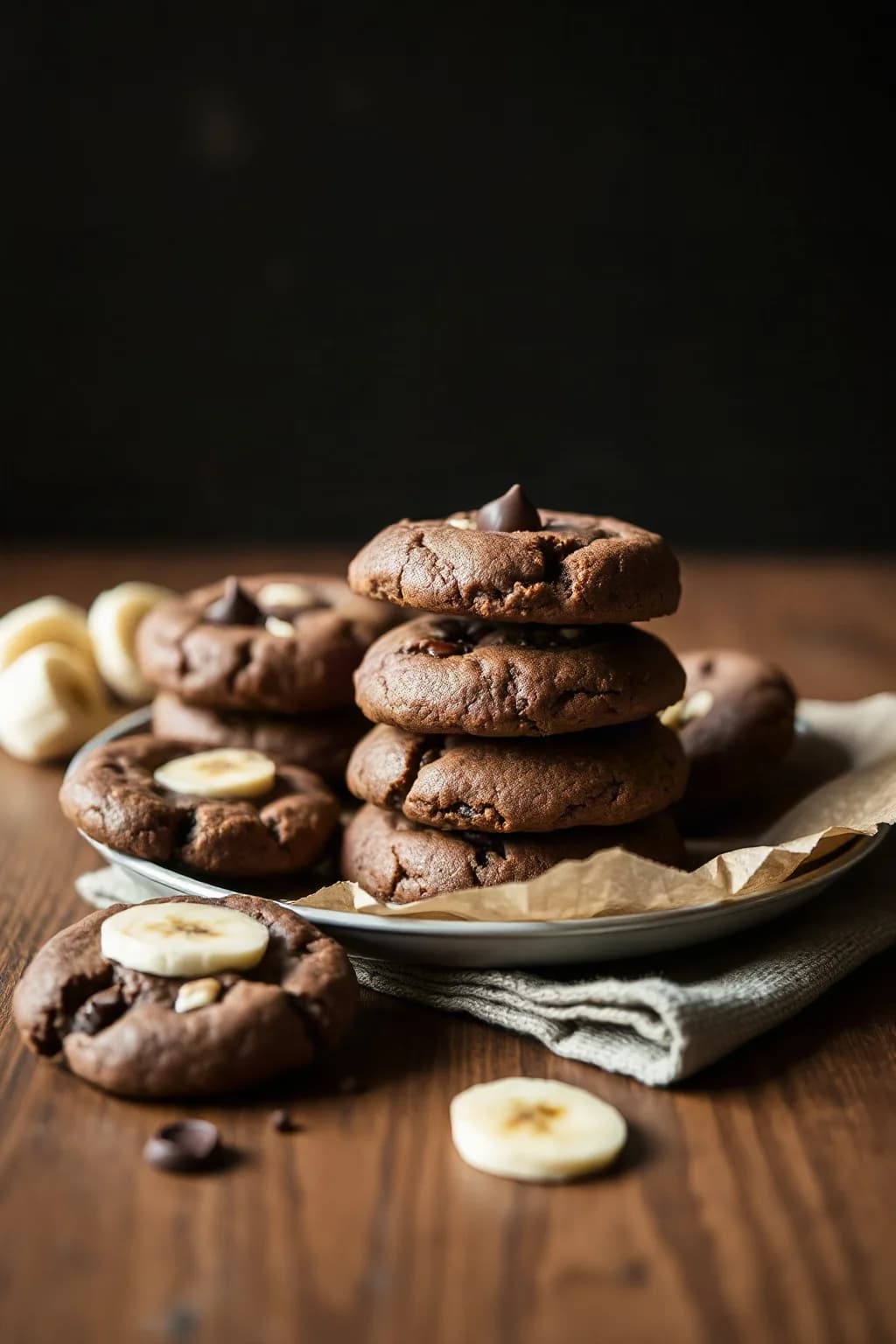 Galletas de Plátano y Triple Chocolate