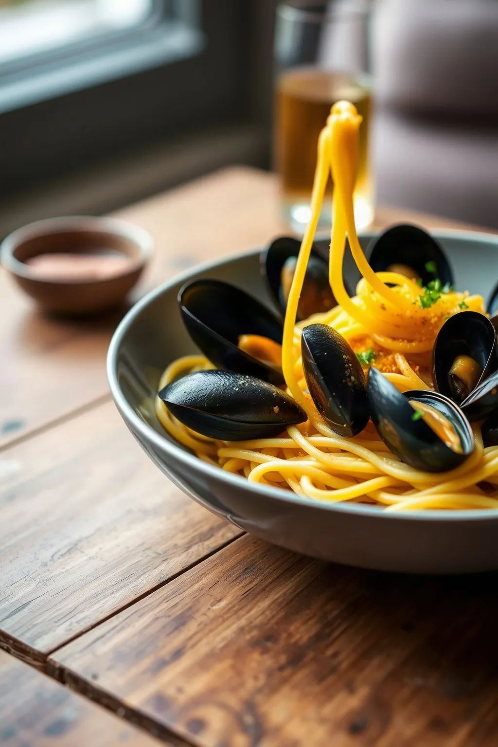 Linguine with Saffron Mussels