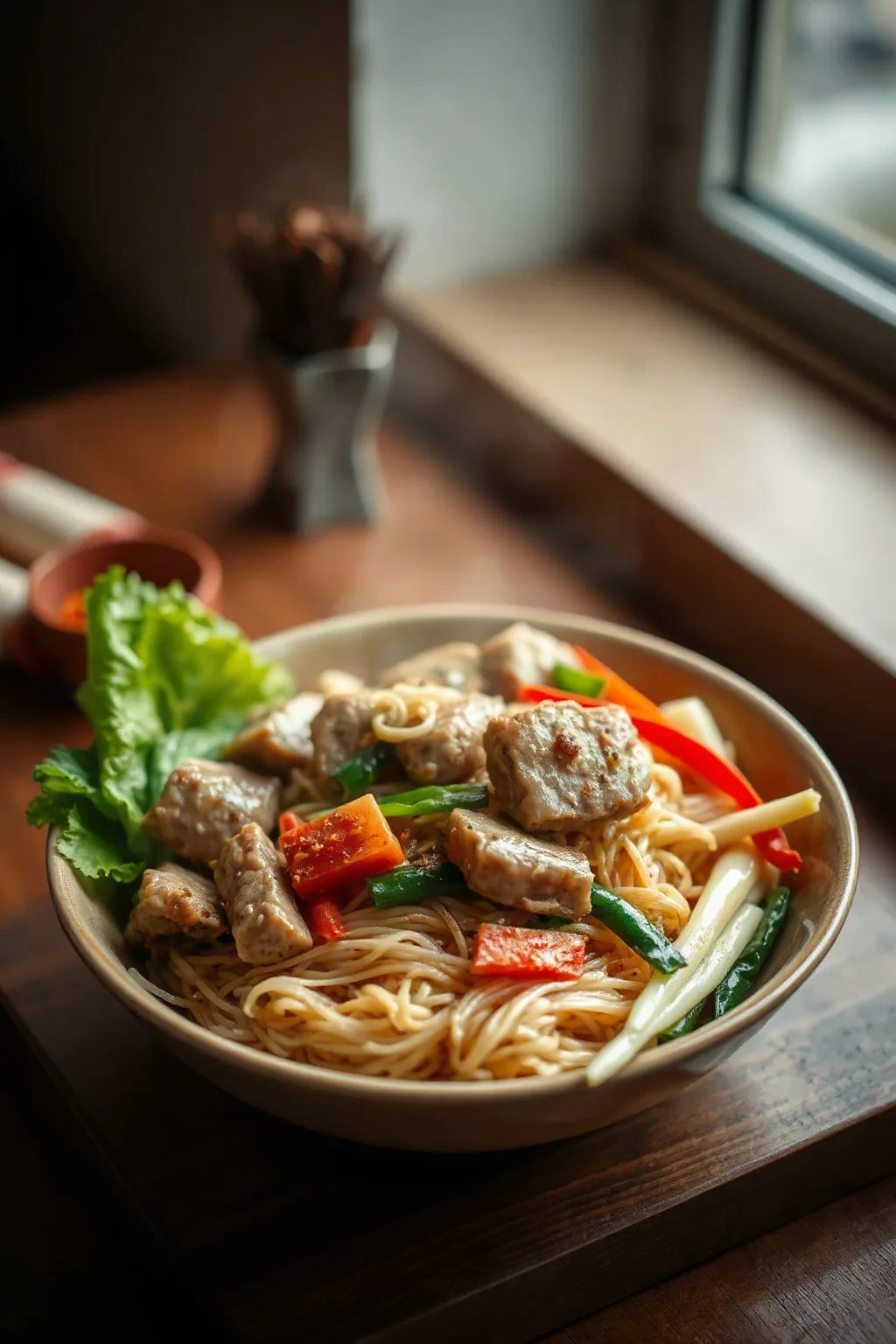 Fideos de Arroz con Cerdo y Verduras