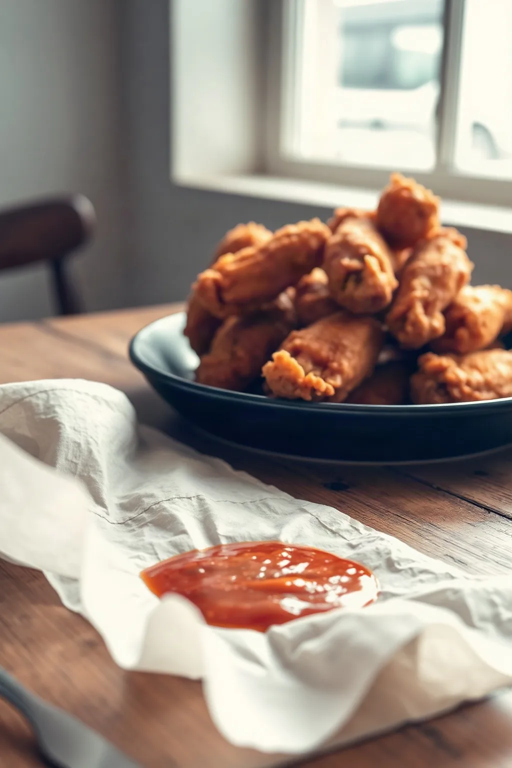 Crispy Fried Chicken Wings with Spicy Sauce