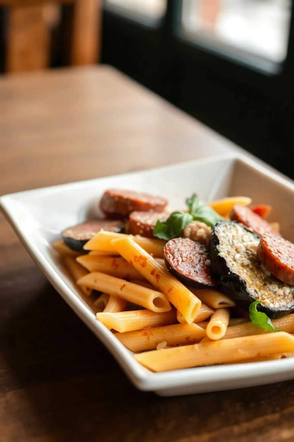 Pennes à la saucisse et à l'aubergine