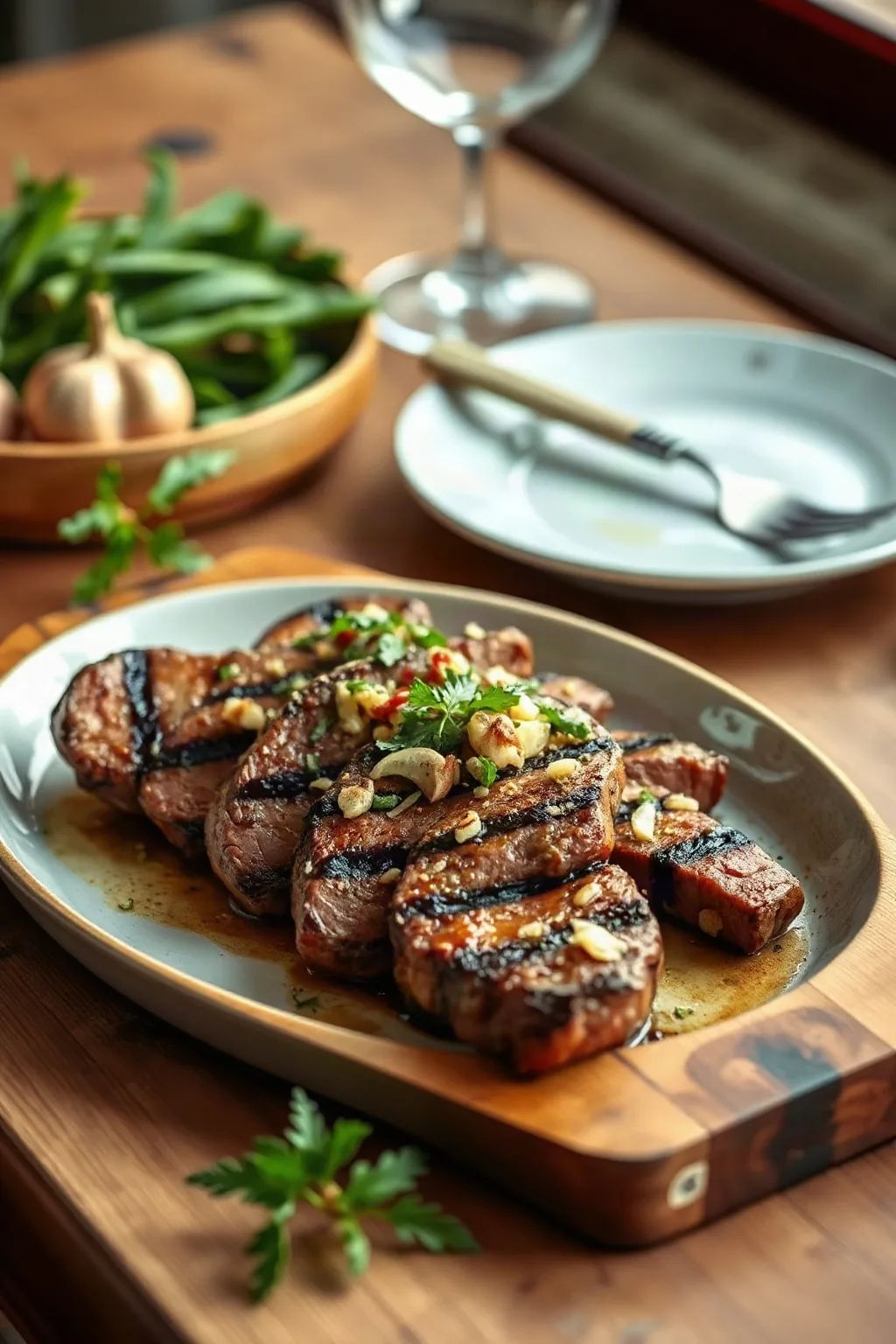 Bavette de boeuf à l'ail