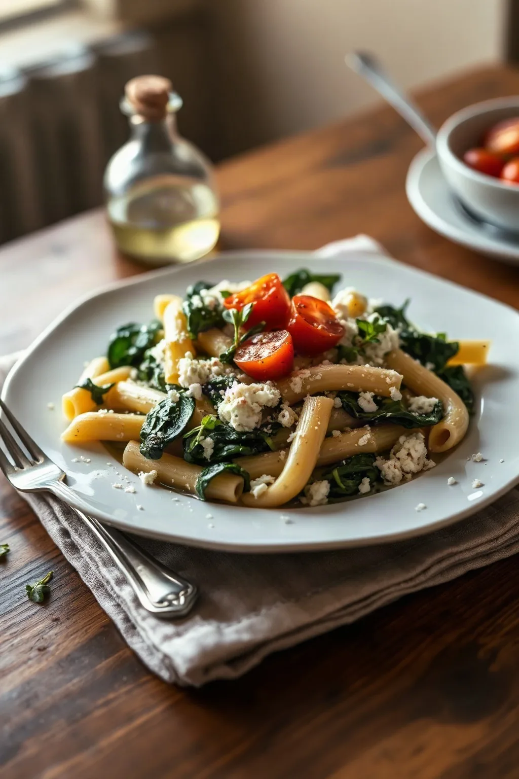 Cazuela de Pasta con Espinacas y Ricotta