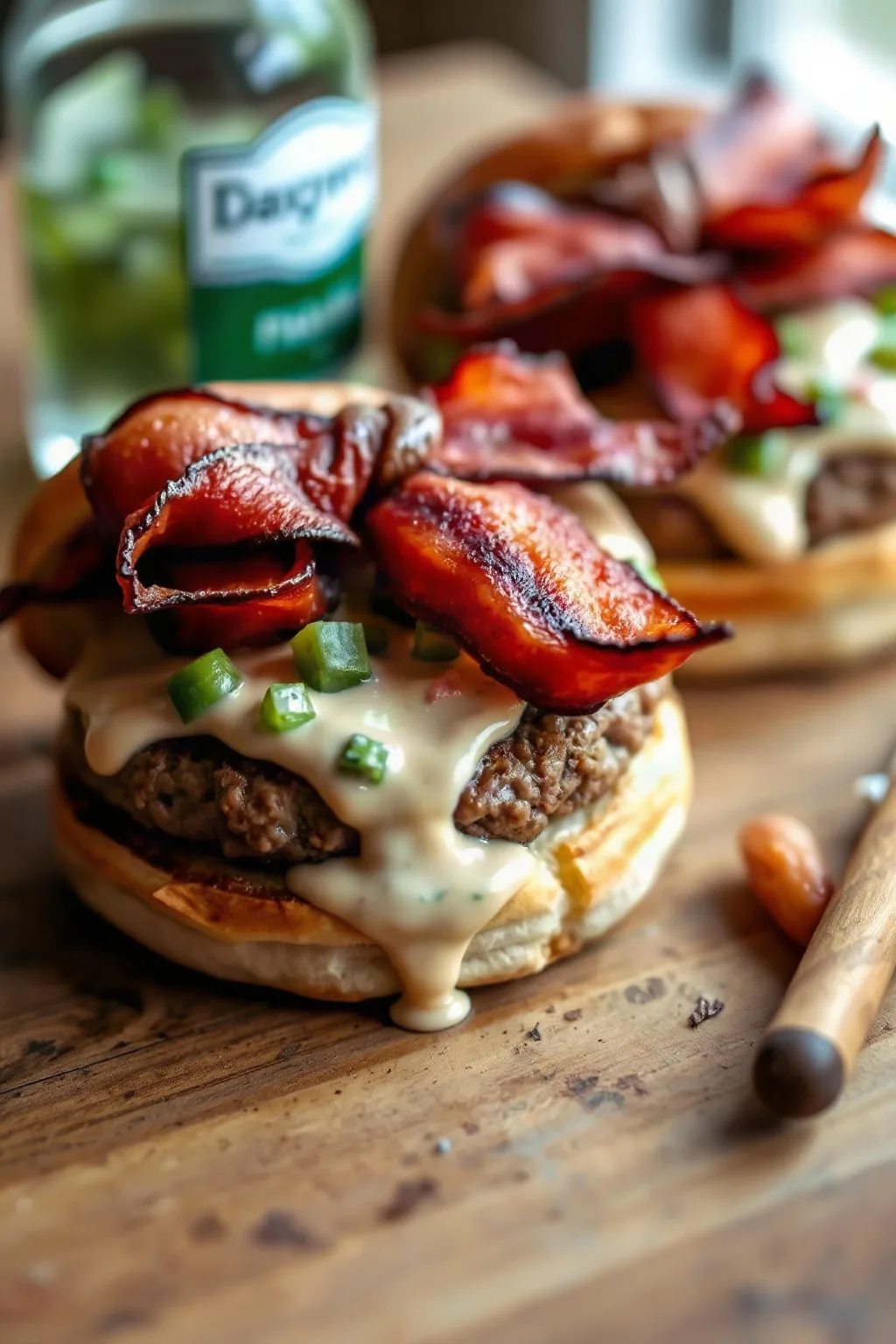 Burgers de bison au bacon et céleri remoulade