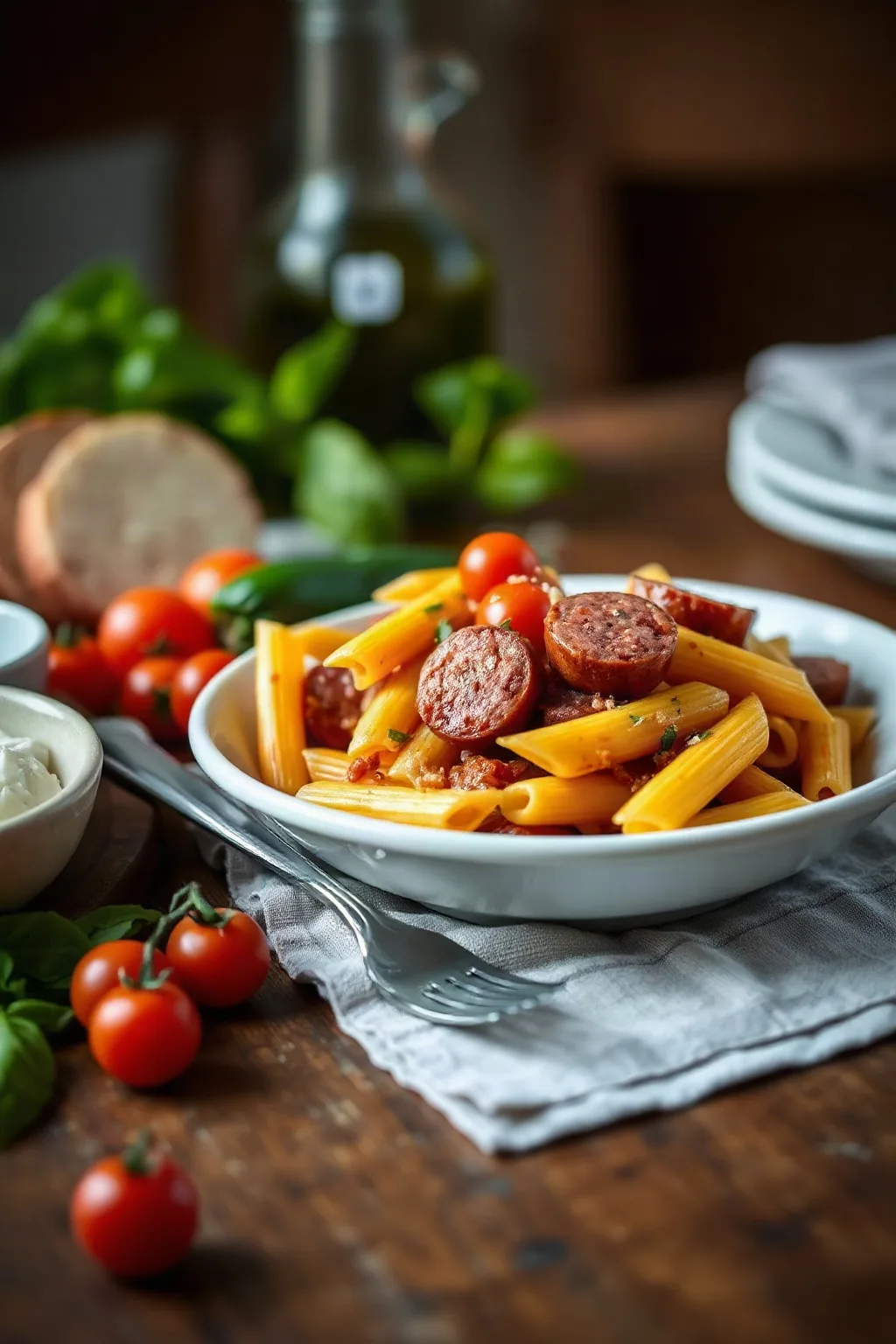Penne with Tomatoes and Italian Sausage