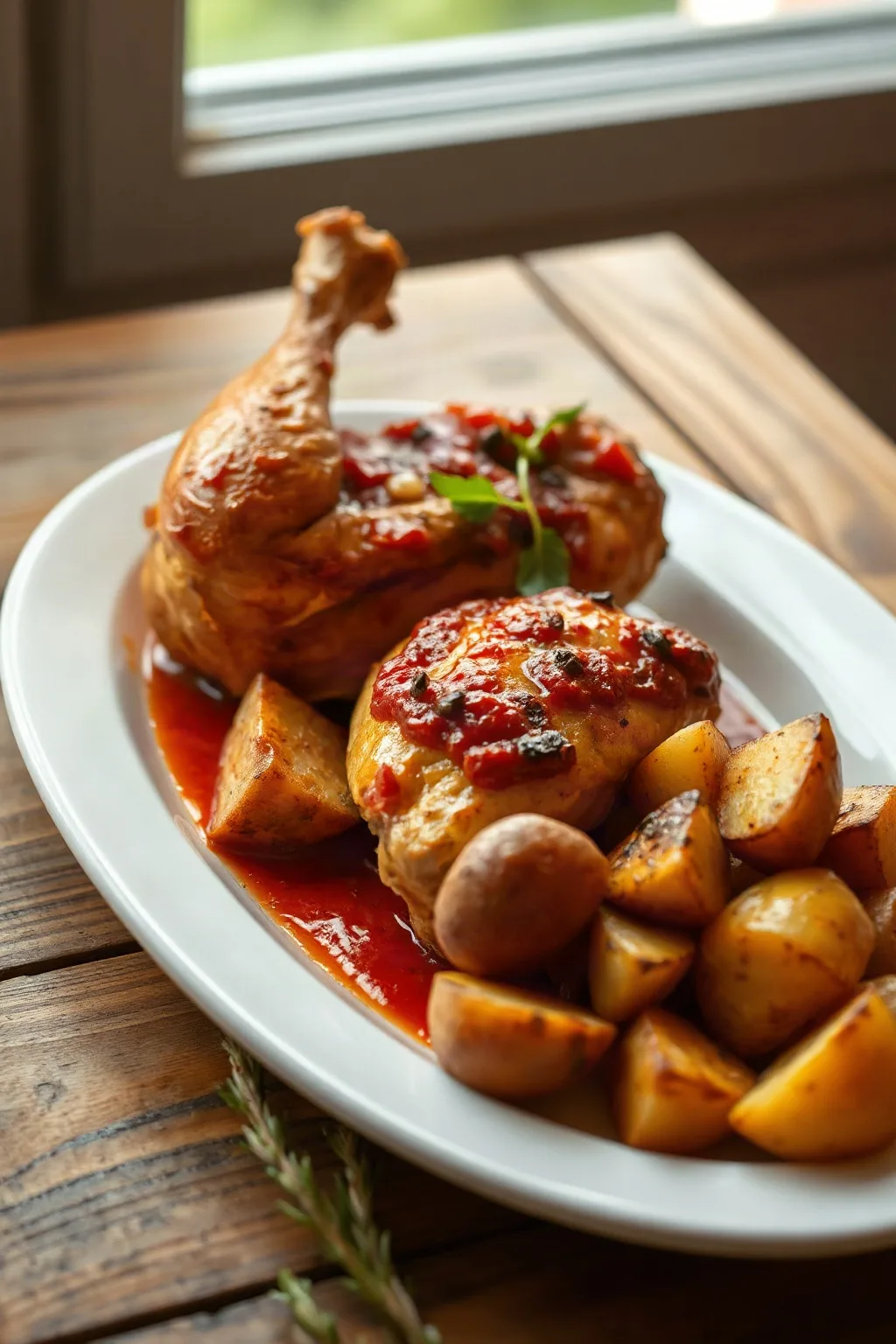 Poulet et pommes de terre à la portugaise