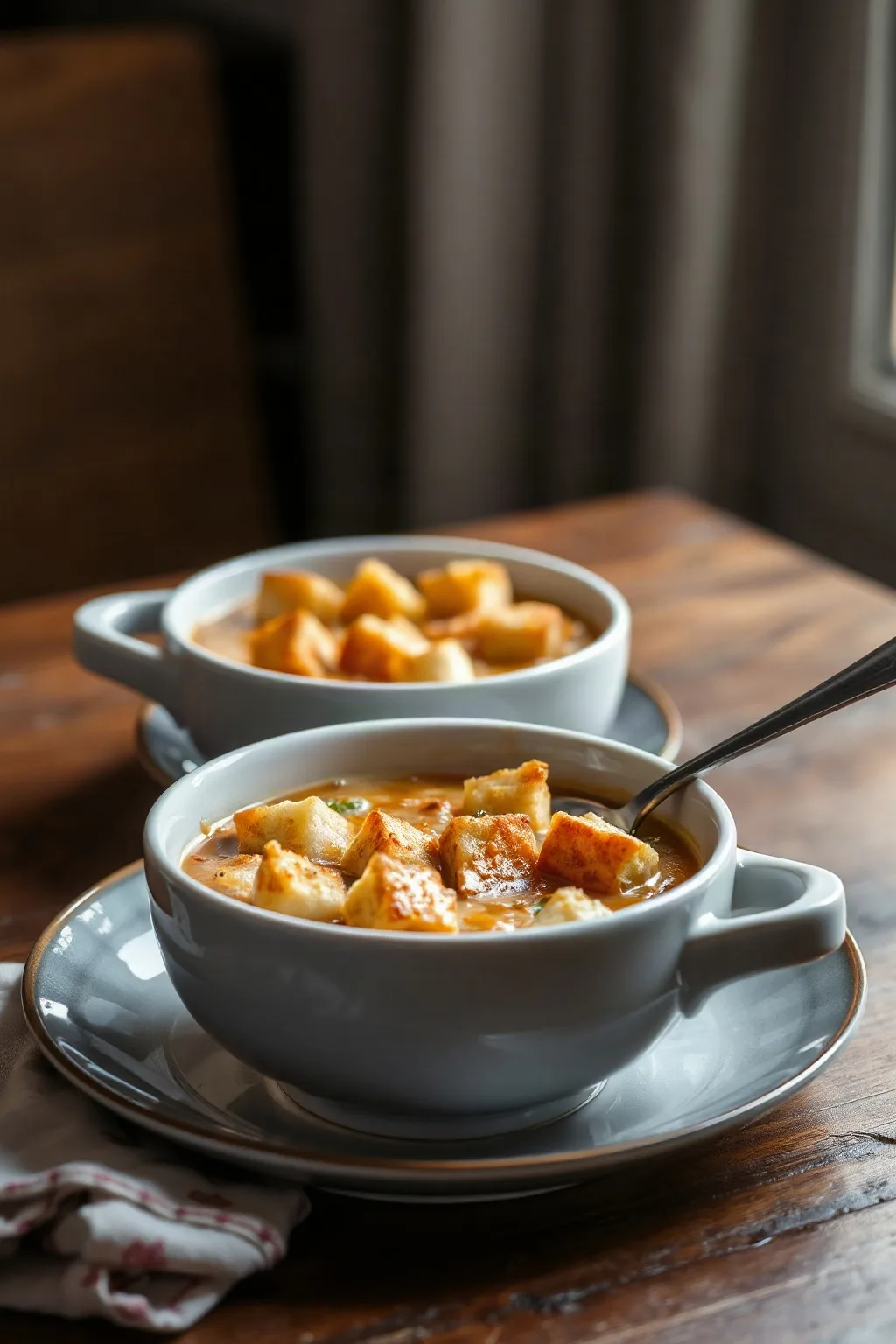 Cabbage Soup Au Gratin in the Style of French Onion