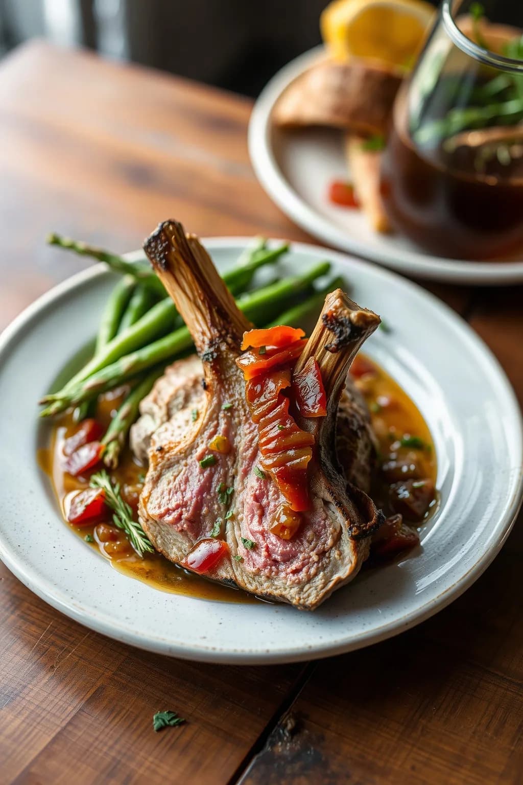 Carré de porc et vinaigrette chaude au bacon