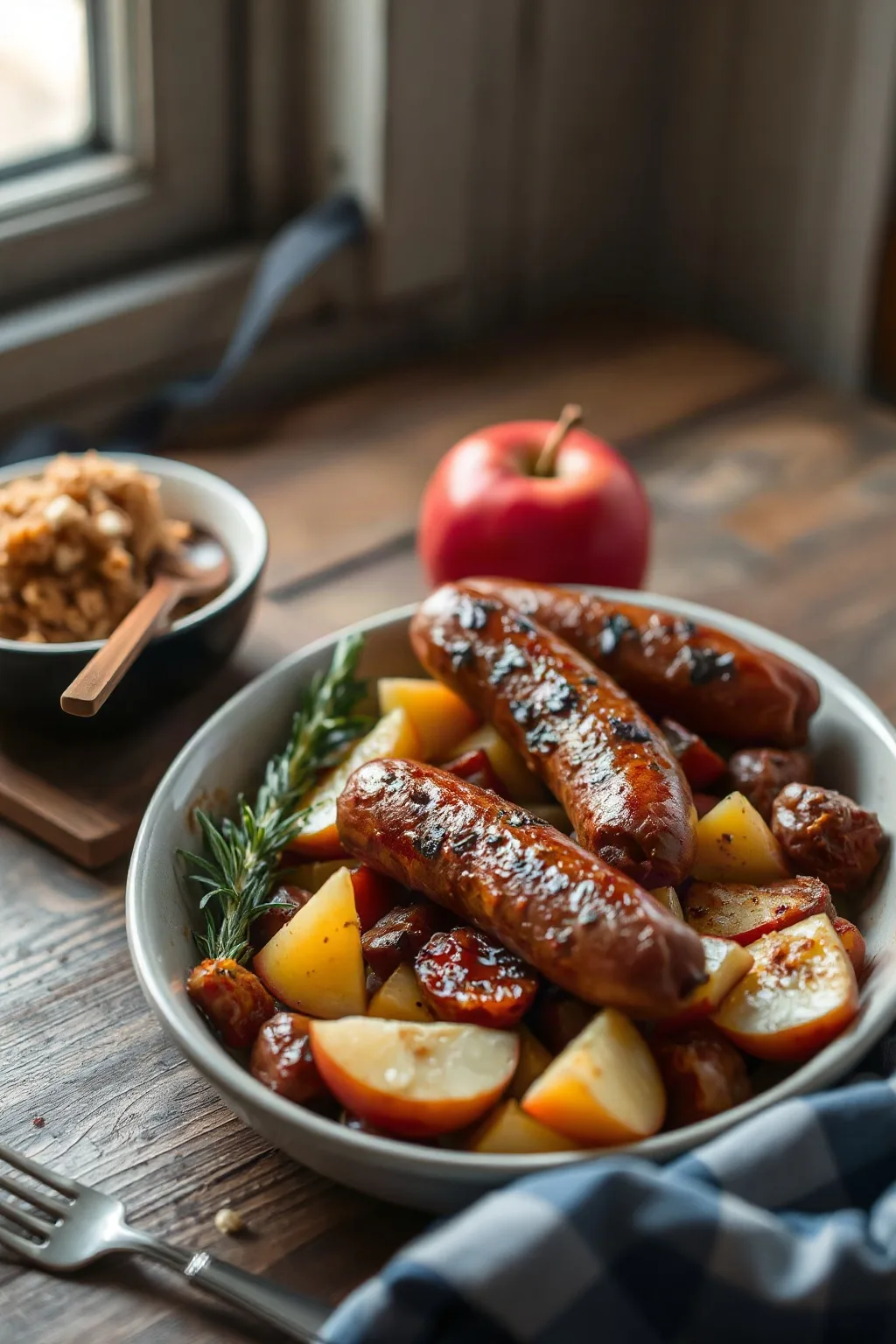 Roasted Sausages and Vegetables with Apples