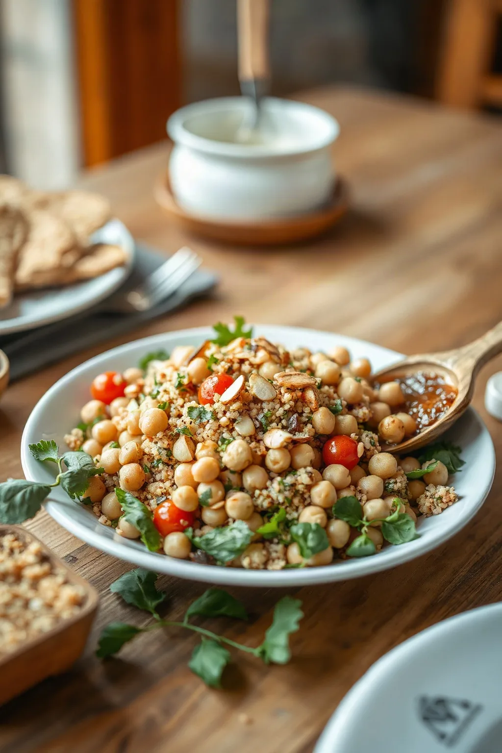 Salade de quinoa aux pois chiches et aux amandes