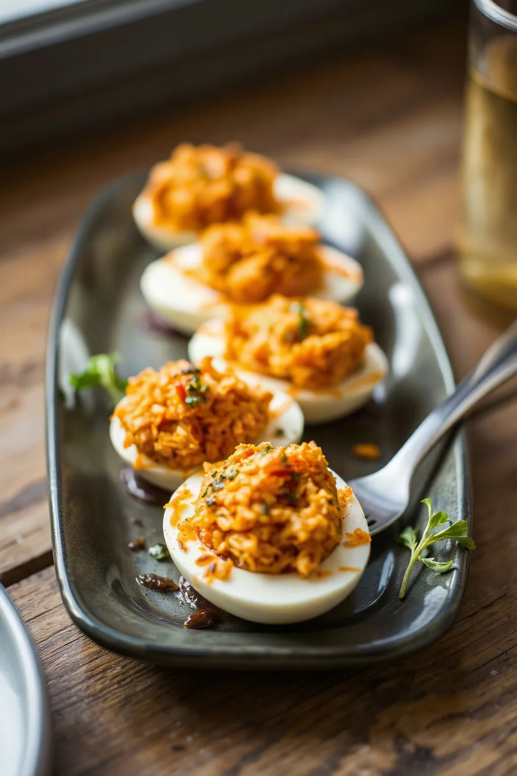 Spicy Crispy Stuffed Eggs