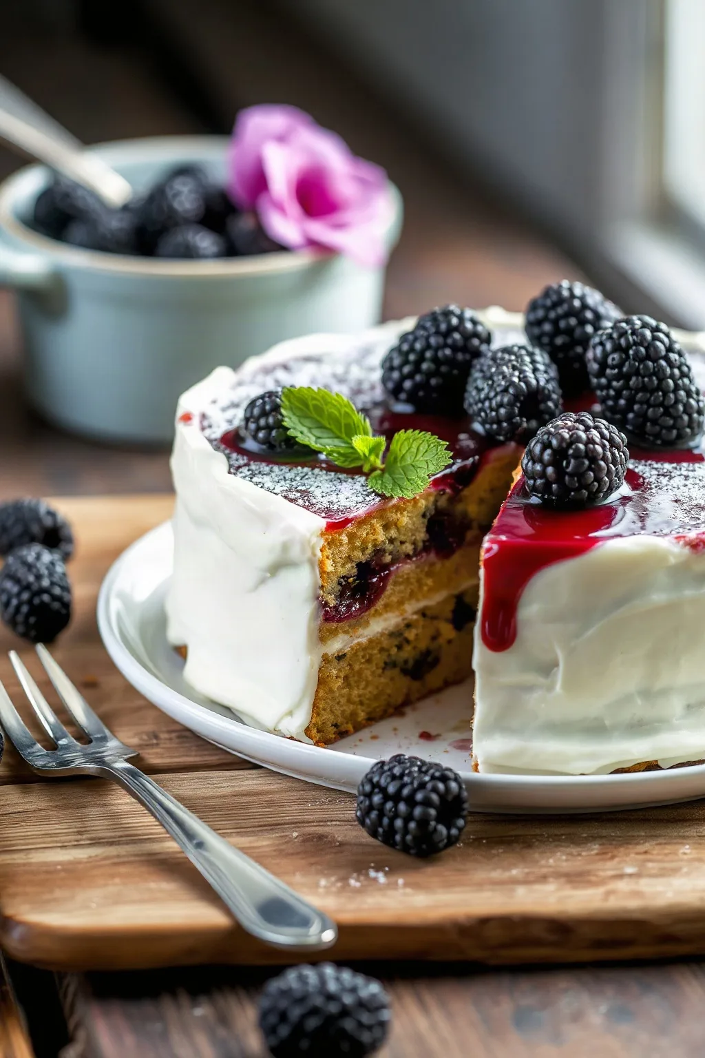 Gâteau au yogourt au thé Earl Grey et aux mûres