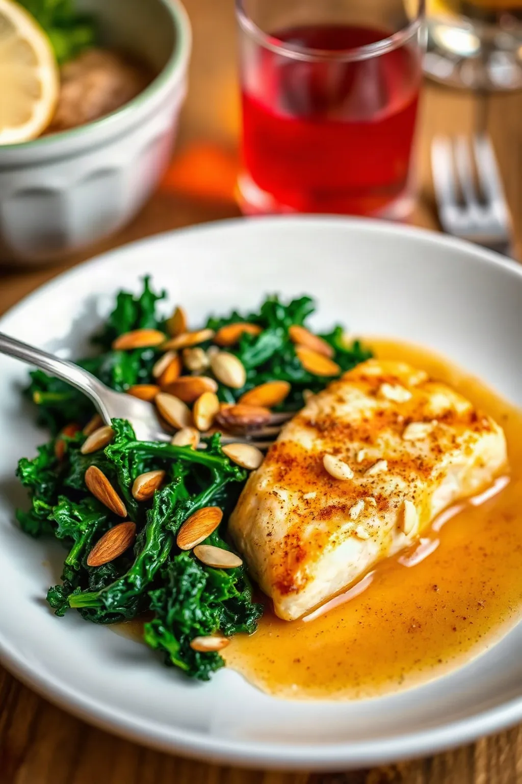 Morue Poêlée et Kale aux Amandes