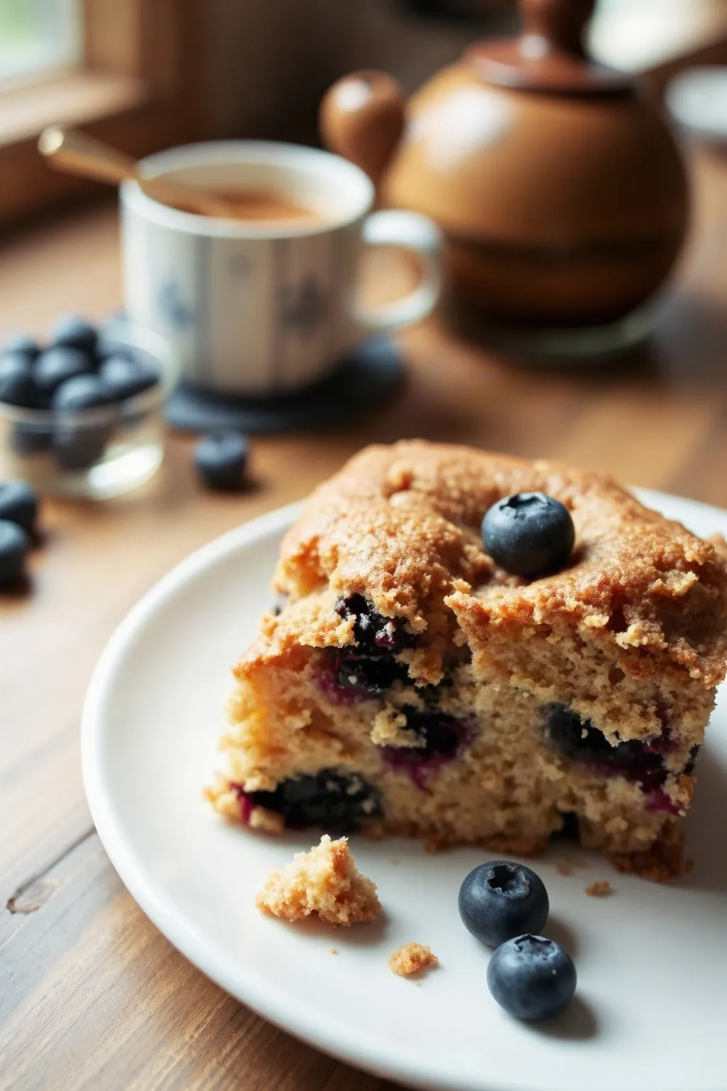 Pastel de Café con Canela y Arándanos